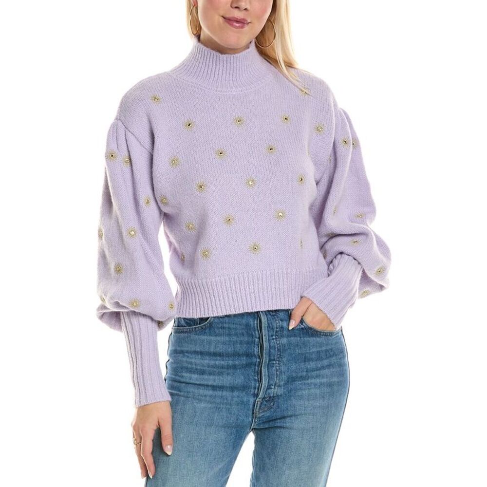FARM Rio Mirror Embroidery Mohair & Wool-Blend Sweater